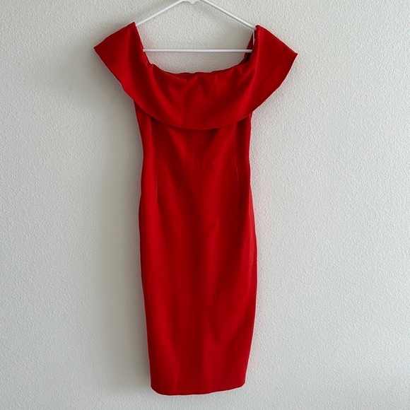 Babaton Off Shoulder Fitted Red Dress - Picture 1 of 10